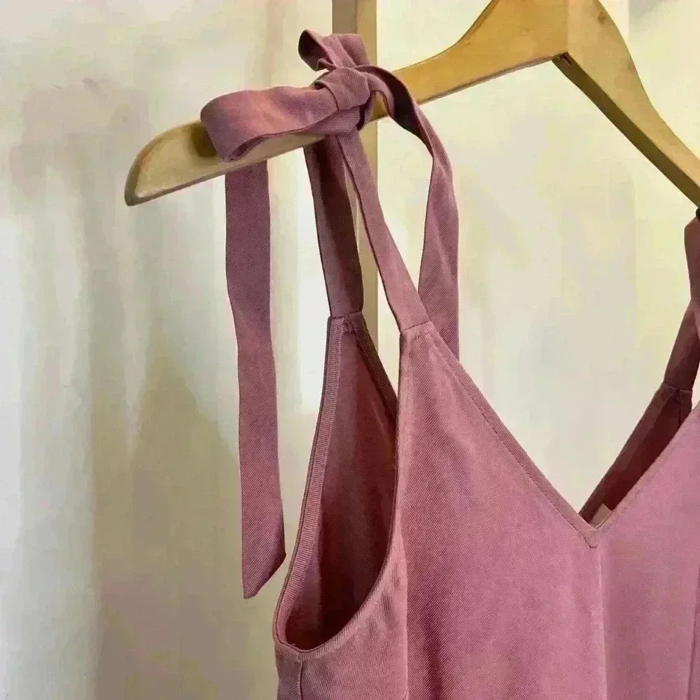 Topshop Women's Pink Side Button Mini Slip Dress Size 2 Sleeveless - Picture 8 of 13